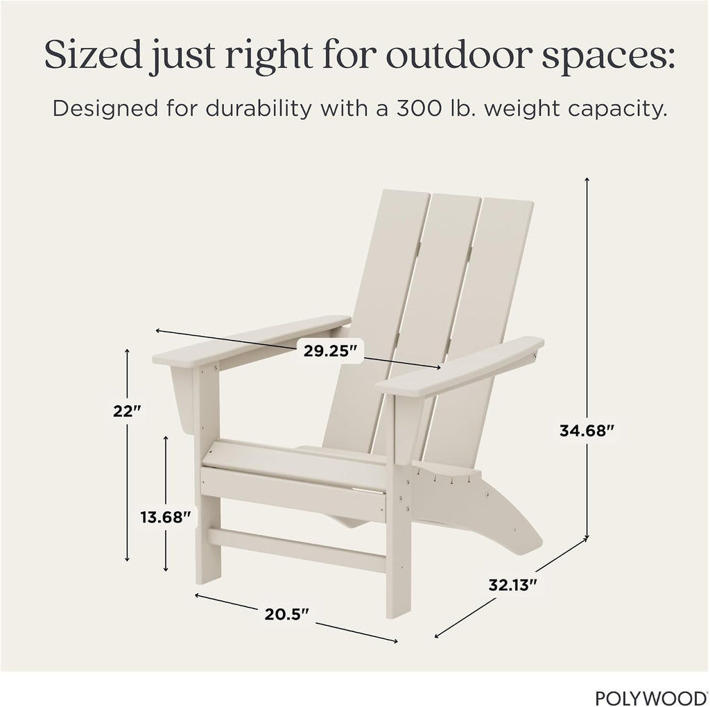 Modern Adirondack Chair - All-Weather Outdoor Lawn Adirondack Chairs - HDPE, Fade-Resistant & Durable Outdoor