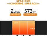 2-Burner Propane Gas Griddle, 28-Inch Flat Top Grill, 30,000 BTU Tabletop Foldable Griddle with Side Shelves