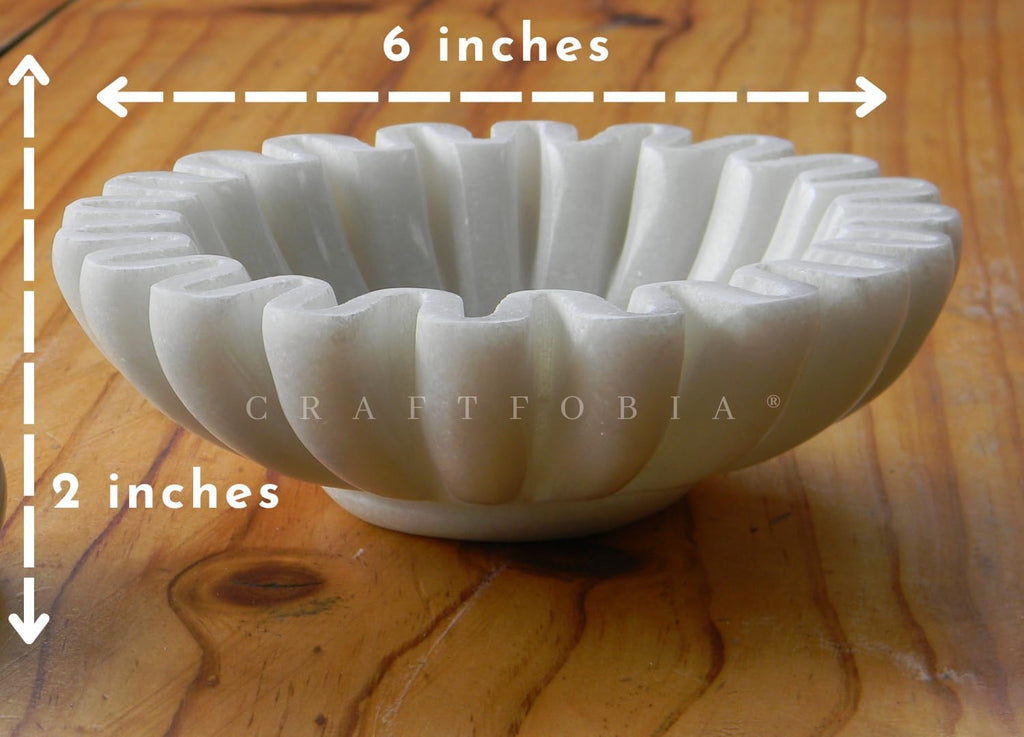 HandCrafted Marble Bowl/Antique Scallop Bowls/Fruit Bowl/Vintage Ring Dish/Decorative Ruffle Flower gift/HouseWarming