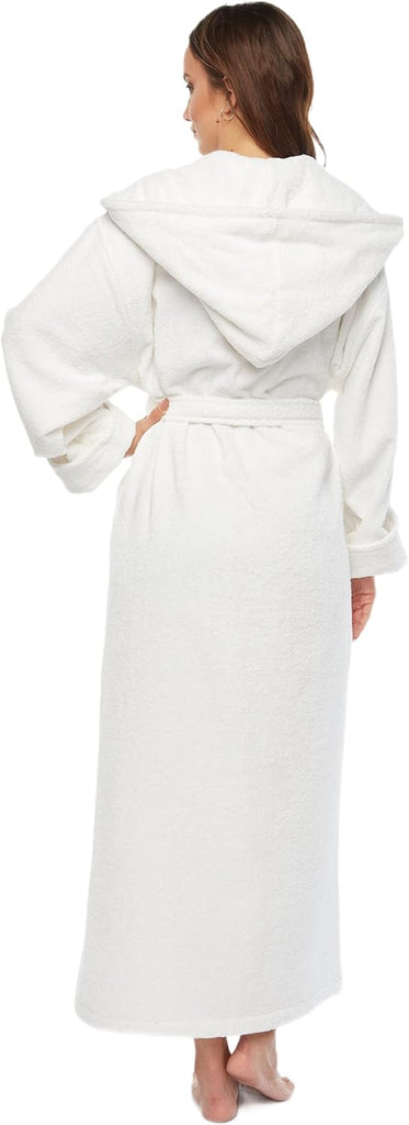Women's Organic Certified Cotton Hooded Full Length Turkish Bathrobe | GOTS Certified