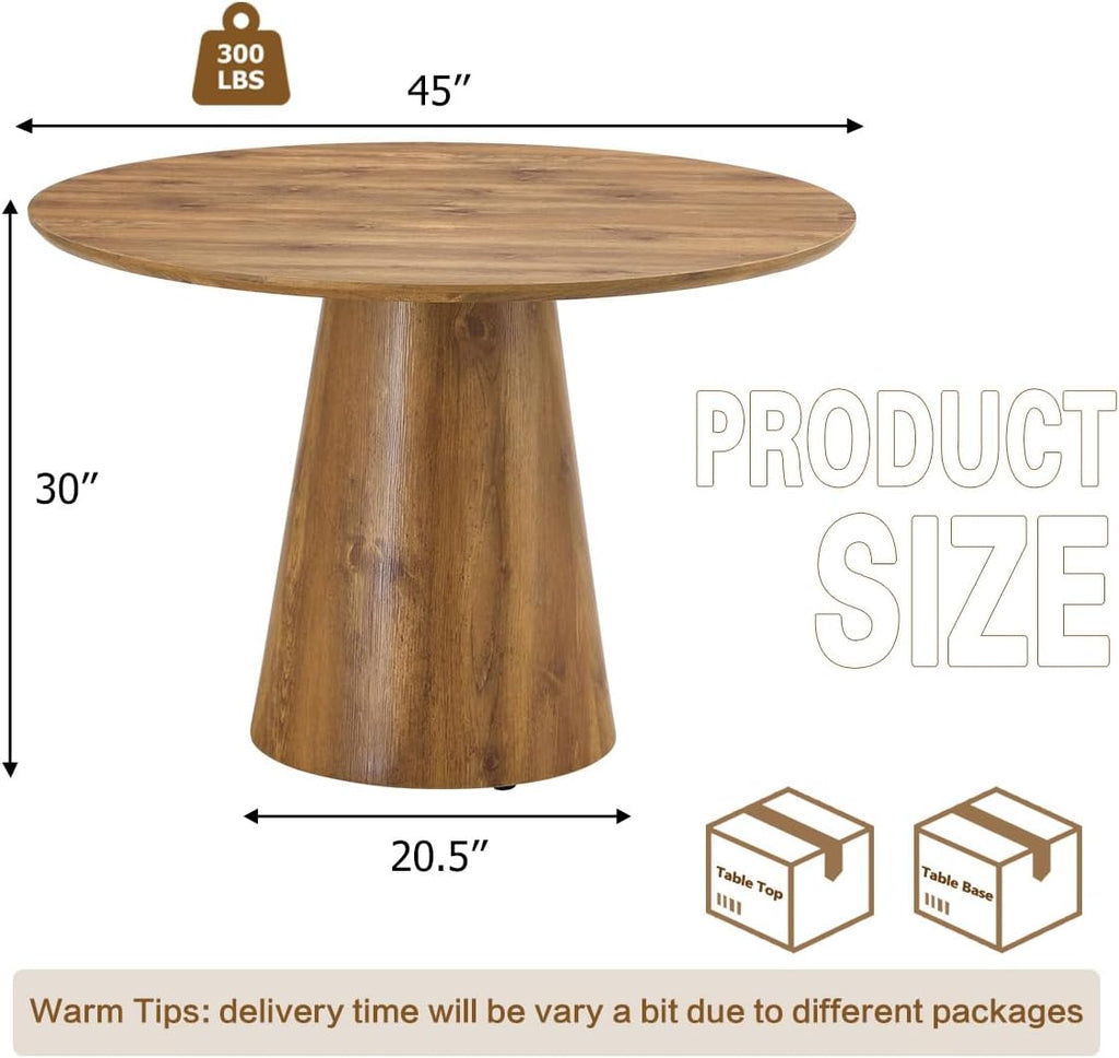 45'' Round Dining Table, Small Round Dining Table, Wood Dinner Table Use for Kitchen, Easy Assemble, Saving Space