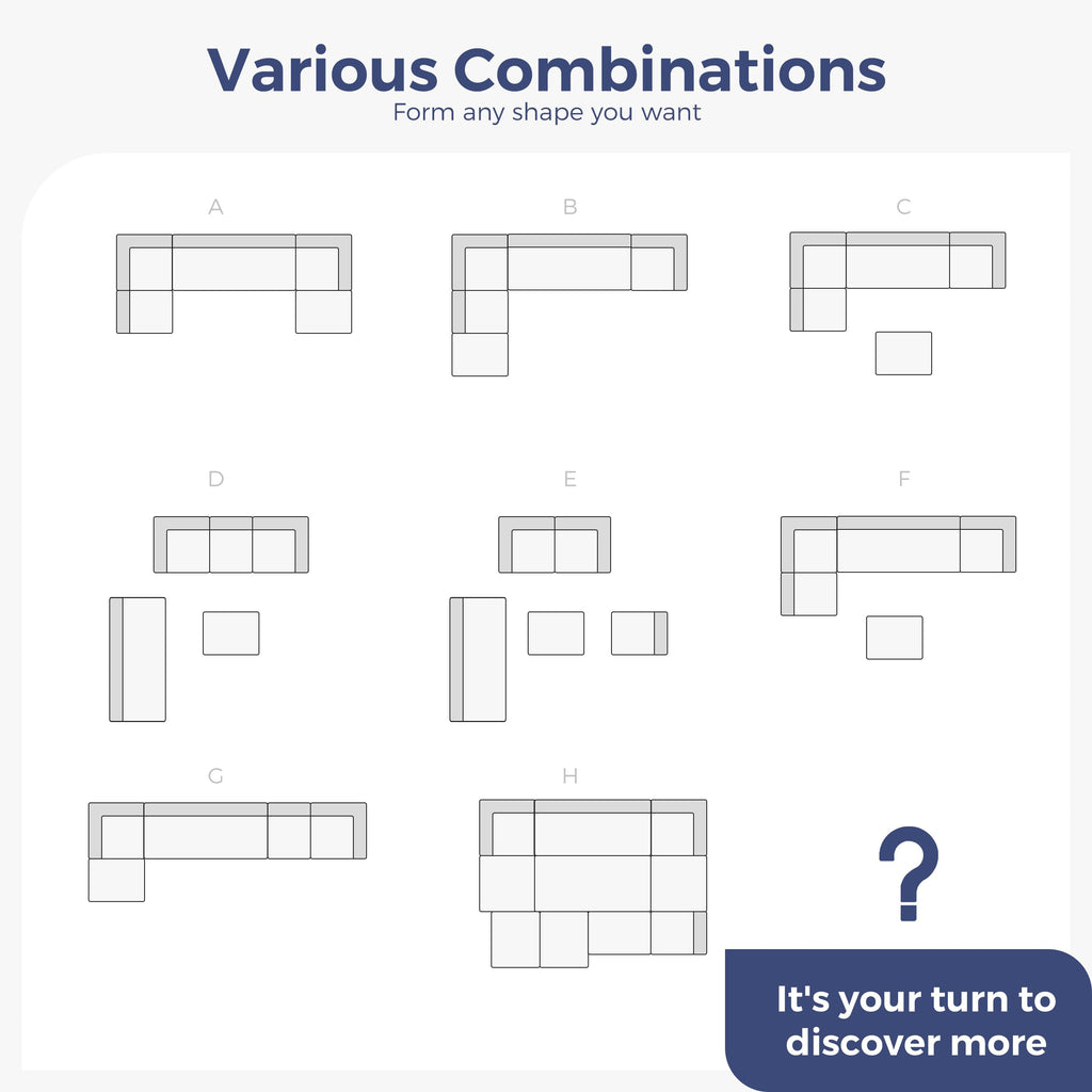 7-Seater U-Shaped Modular Sectional Sofa Couch with Ottoman