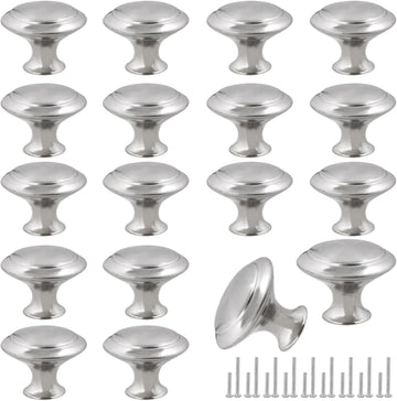 30mm Silver Cabinet Knobs - 18 Pieces Drawer Pulls for Dressers, Kitchen, Cabinets With Screw