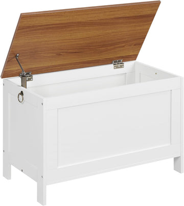 Toy Box, Retro Wooden Look Storage Chest with Safety Hinge, Entryway Storage Bench Supports 220 lb, 29.9 x 15.7 x