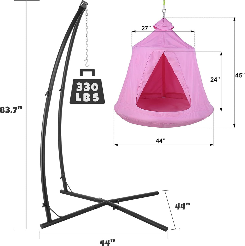 X-Shaped Hanging Tree Tent W/Swing Chair,Hammock Chair W/Stand | Canopy w/Steel Frame, Indoor Outdoor Egg Basket