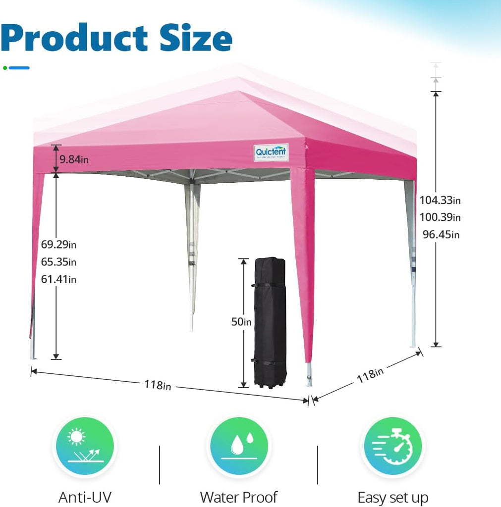 Easy Pop up Canopy Tent 10'x10' with 4 Detachable Window Sidewalls, One Person Setup