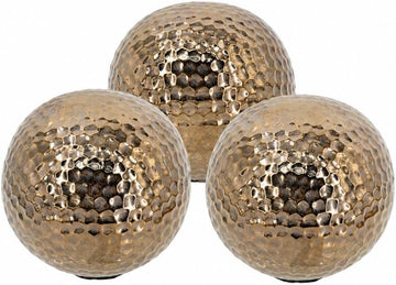 Textured Ceramic Decorative Orb Spheres Set of Three for Centerpiece Bowl Mantel Tabletop Shelf Counter Living Room