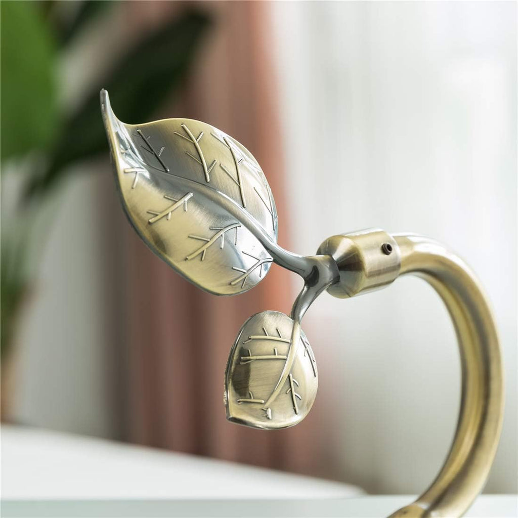 Leaf Shaped Curtain Tieback Holdbacks 2pcs, Handmade Metal Curtain Side Holders for Wall, Curtain Hook Pull Backs for