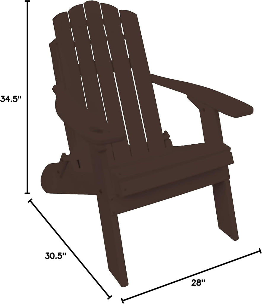 Country Classics Collection Poly Folding Adirondack Chair, Milwaukee Brown