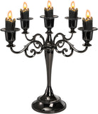5 Arm Black Candelabra, Candelabra Candle Holder, 10 Inch Tall Candlesticks Holder, Elegant Taper Candle Holder