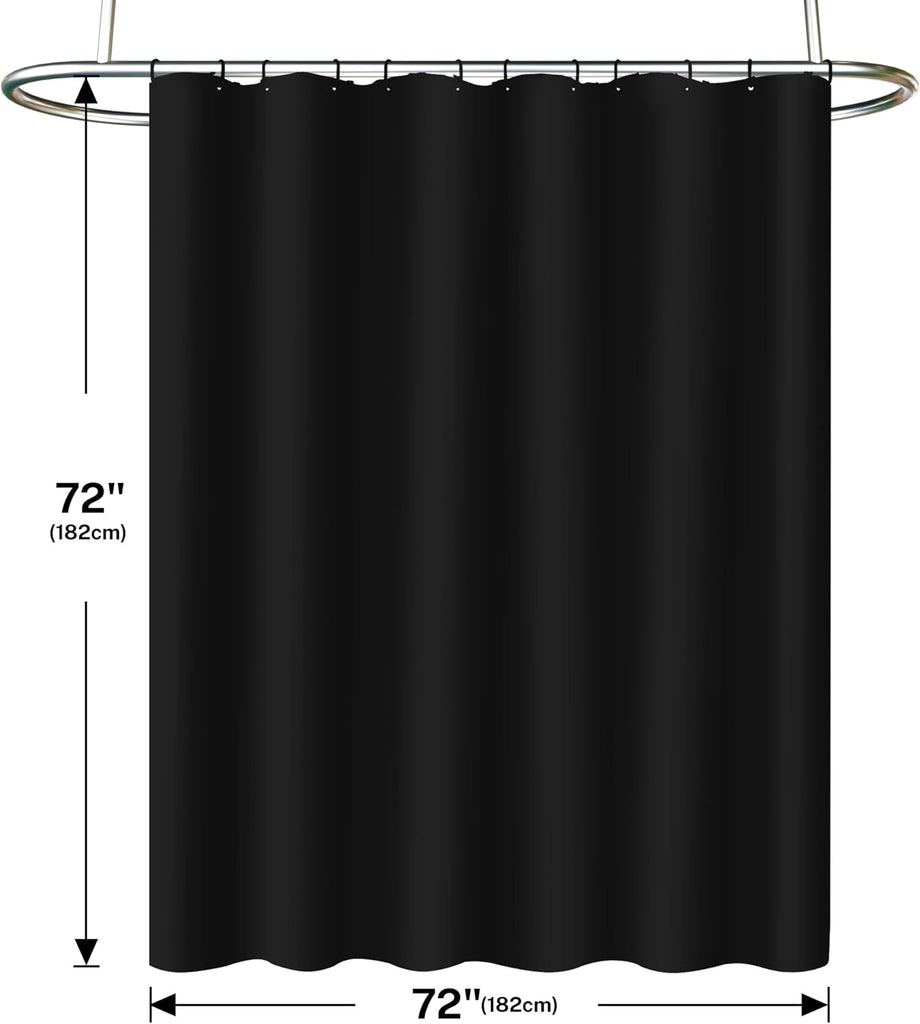 3 in 1 Shower Curtain Set, Black Shower Curtain and Liner Set with 12 Double Sided Shower Curtain Hooks, Cloth Shower