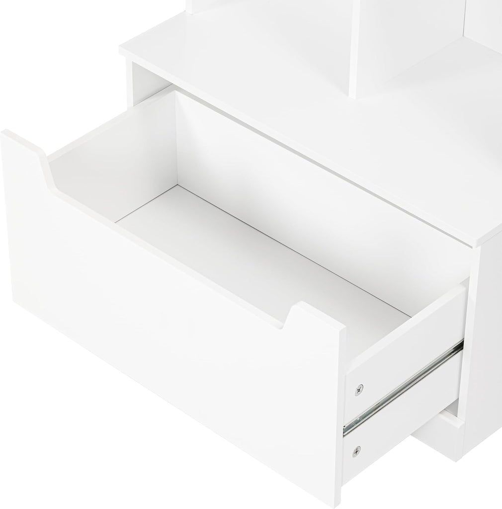Kids Bookshelf and Toy Storage Organizer, Toddler Bookcase with Cubby | Adjustable Wood Shelf, Full-Width Drawer