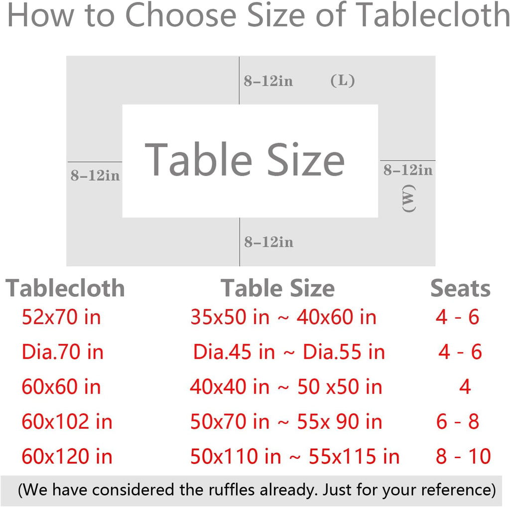 Red White Plaid Ruffled Table Cloth Rectangular for Seat 8-10, 100% Washed Cotton Buffet Cottage Coq