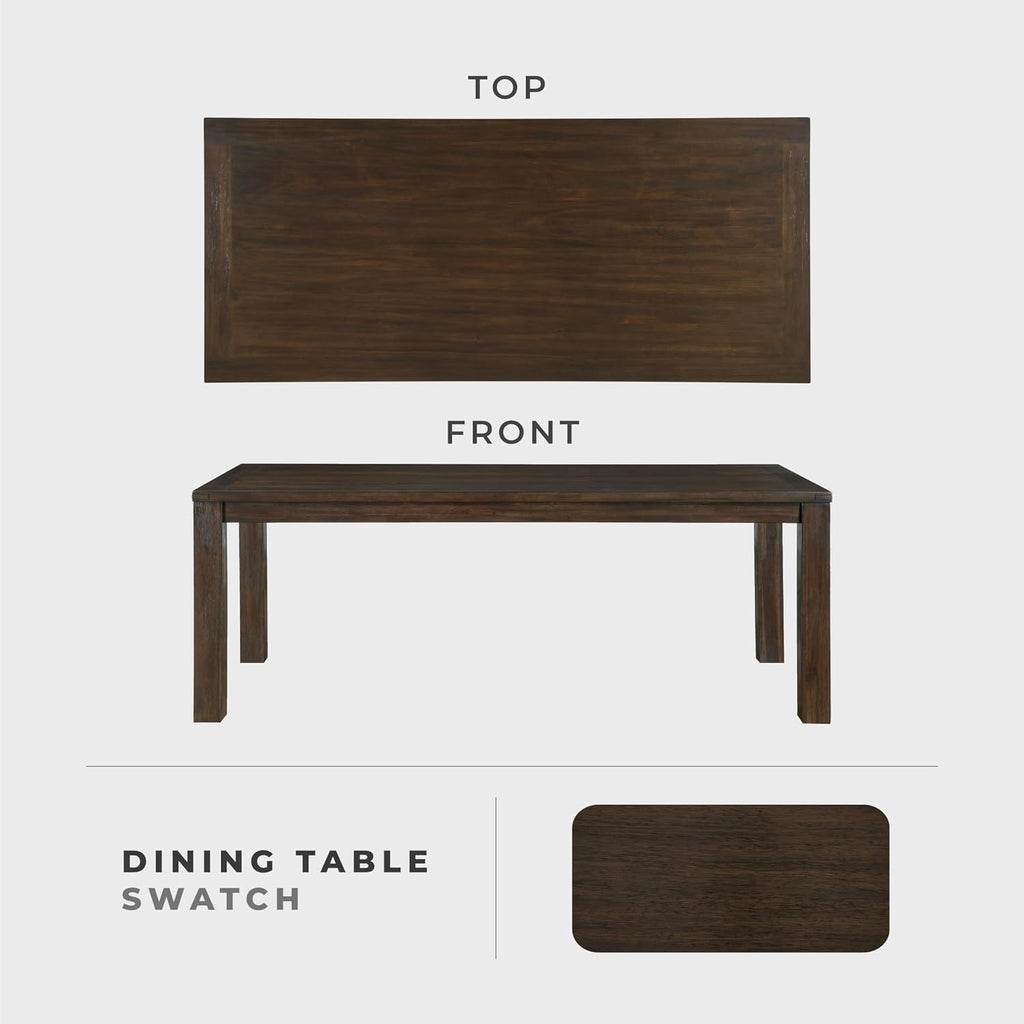 79" Dining Table for 8, Modern Rectangular Dining Room Table, Solid Acacia Wood Dining Table, Modern Wood Table with Solid Wood Leg for Kitchen/Dining/Living Room, Easy Assembly, Dark Brown