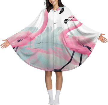 Love Flamingo Wearable Blanket Hoodie Flannel Hooded Blanket