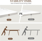 63" Modern Dining Table, Sintered Stone Kitchen Table for 4-6 peoples, White Sintered Stone Dining Tabletop with