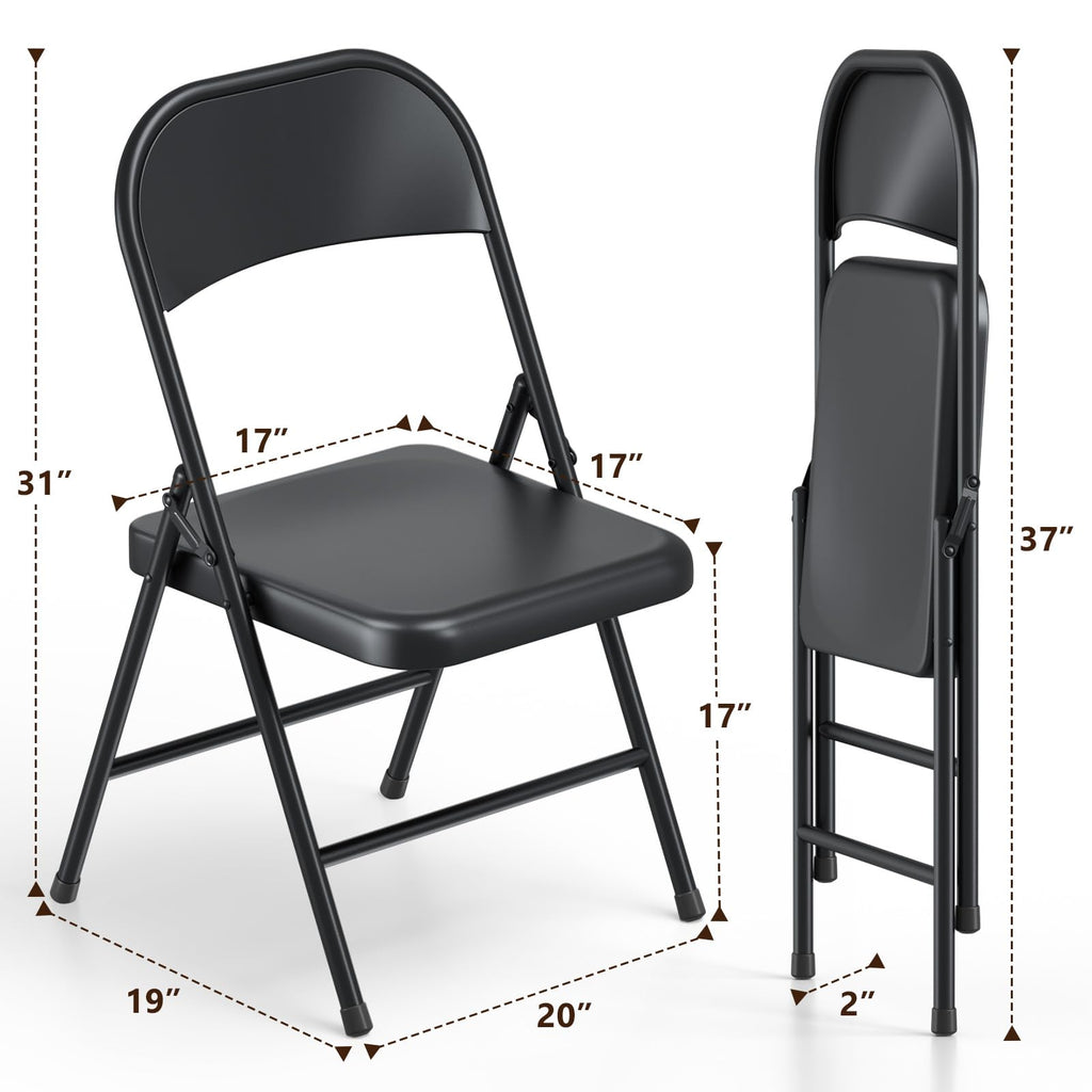 Folding Chairs 4 Pack, Heavy Duty Metal Foldable Chairs, Indoor Outdoor Portable Chair, Event Chair for Wedding Party