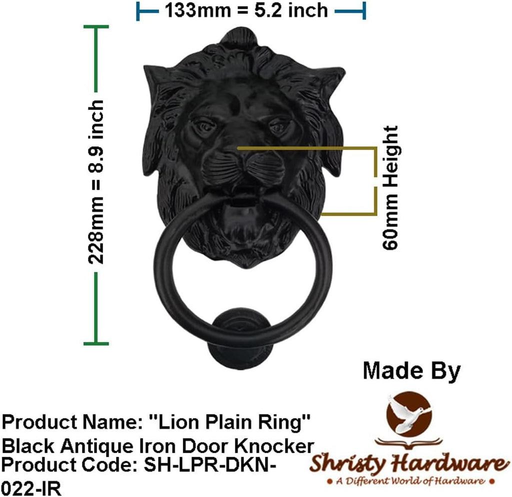 Hardware "Lion Ring" Black Antique Iron Door Knocker for Door Front