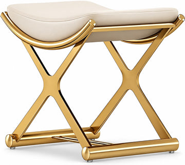 Makeup Vanity Stool Chair - Small Backless Leather Ottoman Bench