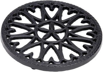 Sunburst, Blue Black woodstove Tabletop cast Iron Trivet, 7" Diameter,C-33BB,Blue/Black