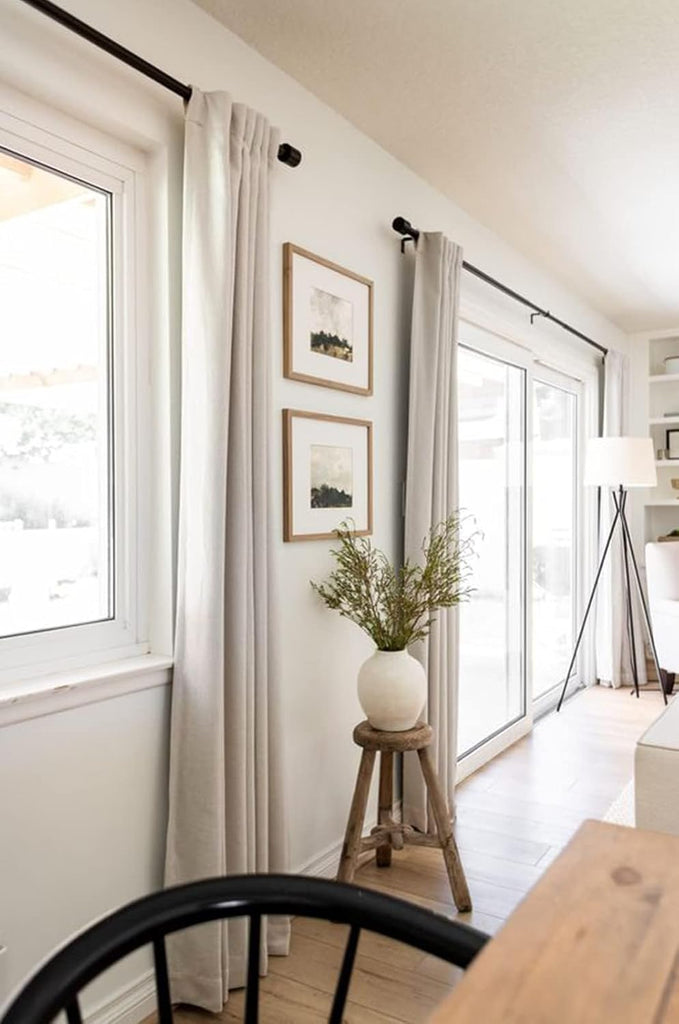 Linen Textured Total Blackout Curtains for Bedroom, Back Tab/Rod Pocket Living Room Drapes, Thermal