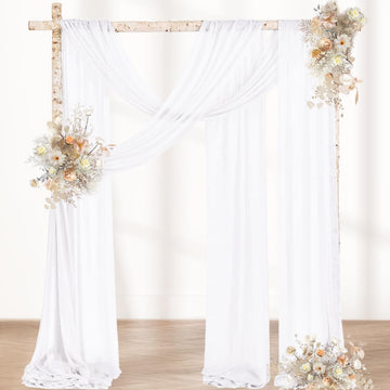 White Wedding Arch Draping Fabric 2 Panels 29" x 20Ft Sheer Wedding Arch Backdrop Drapes Outdoor Curtains for
