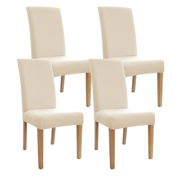 Dining Room Chair Covers, Chair Covers Set of 4, Soft and Stretchy, Cat Scratch Protection, Cream White, Jacquard
