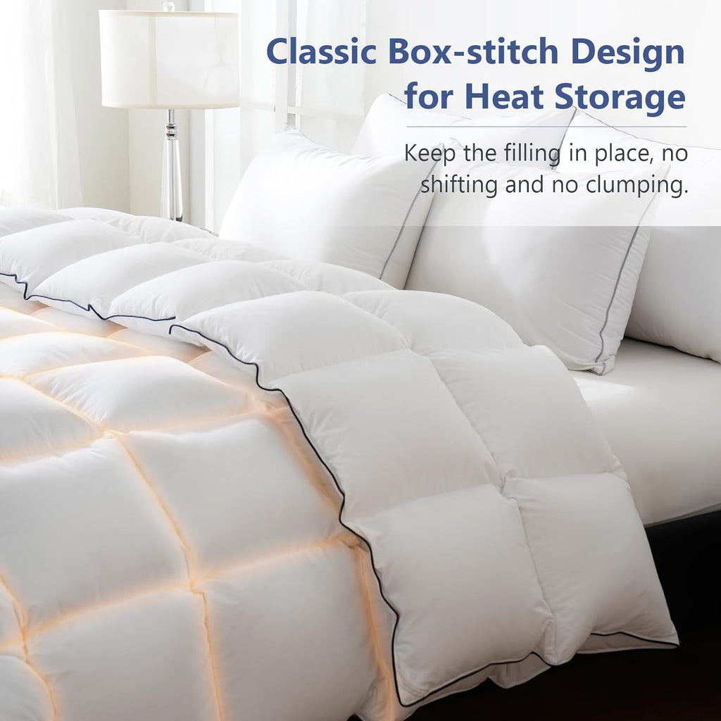Feather Down Fiber Comforter Full, 100% Cotton Ultra Soft Fluffy Duvet Insert Full