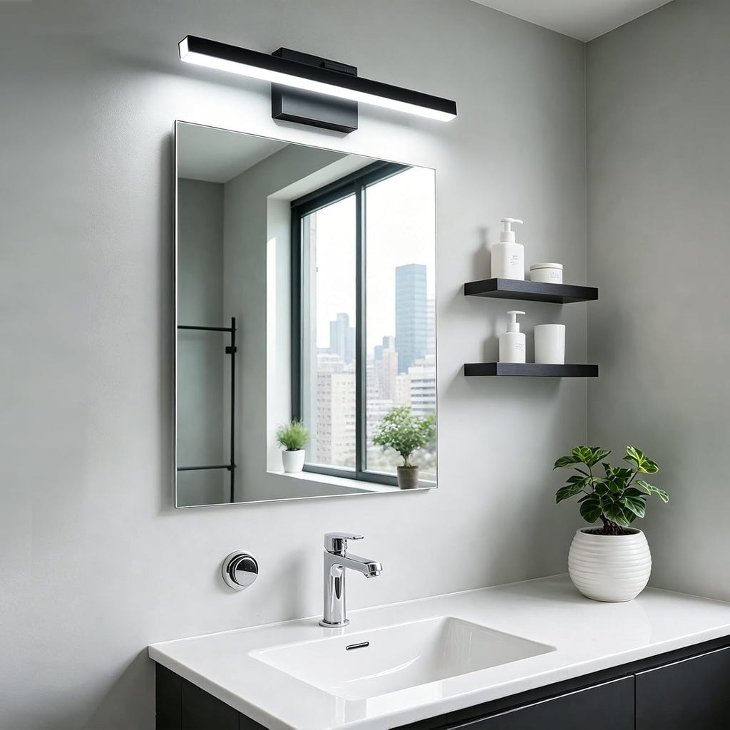 Modern Bathroom Vanity Light 24 inch, Rotatable, 16W Dimmable Led Bathroom Light Fixture Over Mirror, Black Vanity