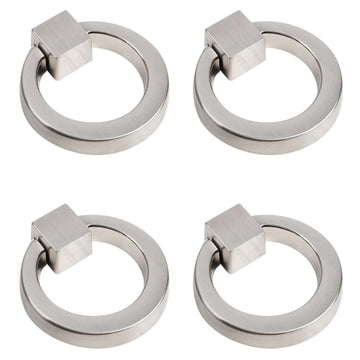 Modern Cabinet Drawer Pull Handle Dresser Wardrobe Cupboard Knob Ring Pack of 4 (Brushed)