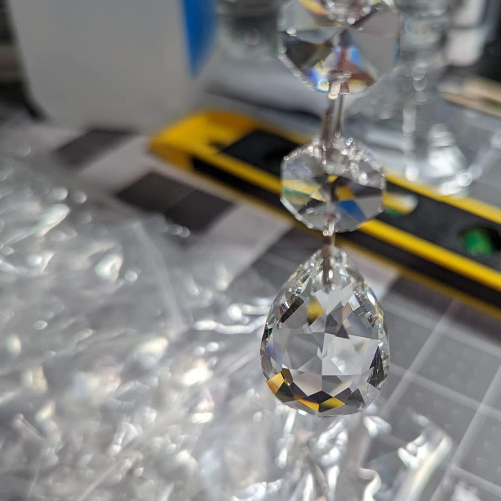 24 Pcs Teardrop Chandelier Prisms Candle Chandelier Crystal Pendants Glass Pendant Beads 1.5" for Chandelier Lights