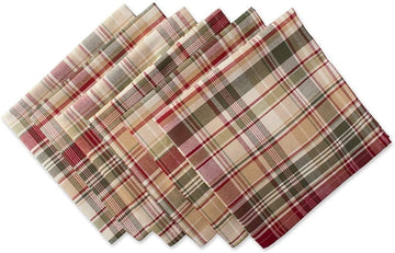 Give Thanks Plaid Fall Table Decor, Autumn & Thanksgiving Tabletop Linens, Square Napkin Set, 20x20
