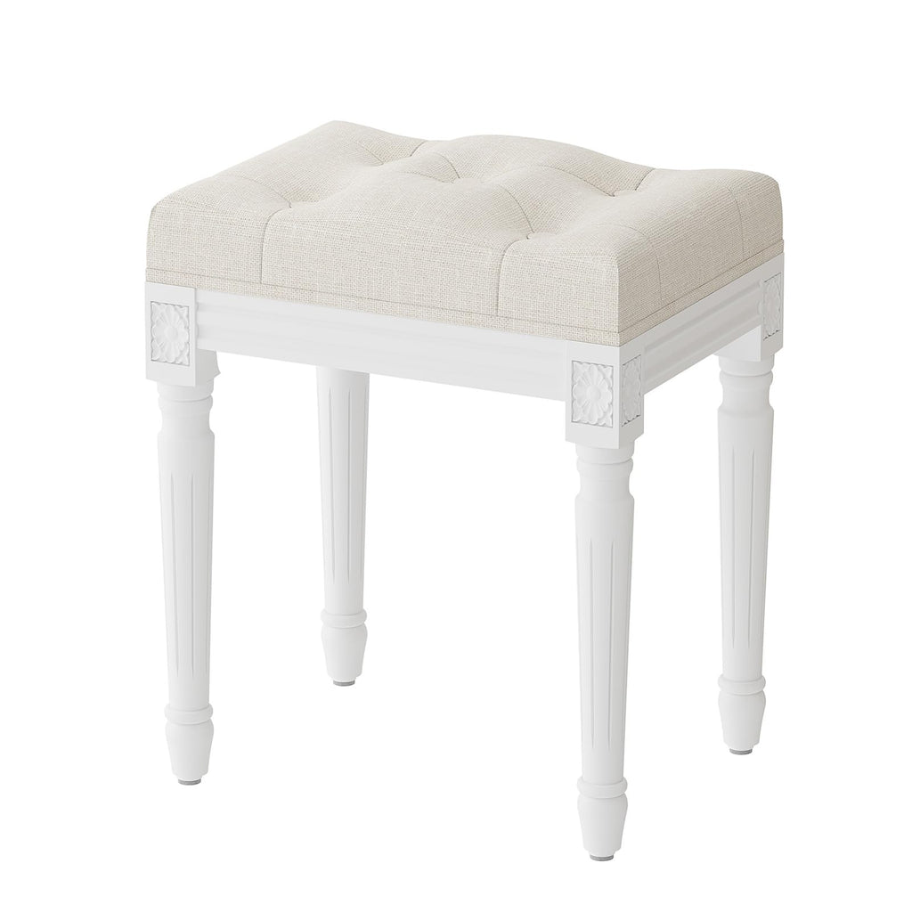 Vintage Vanity Stool, Upholstered French Tufted Ottoman Vanity Chair