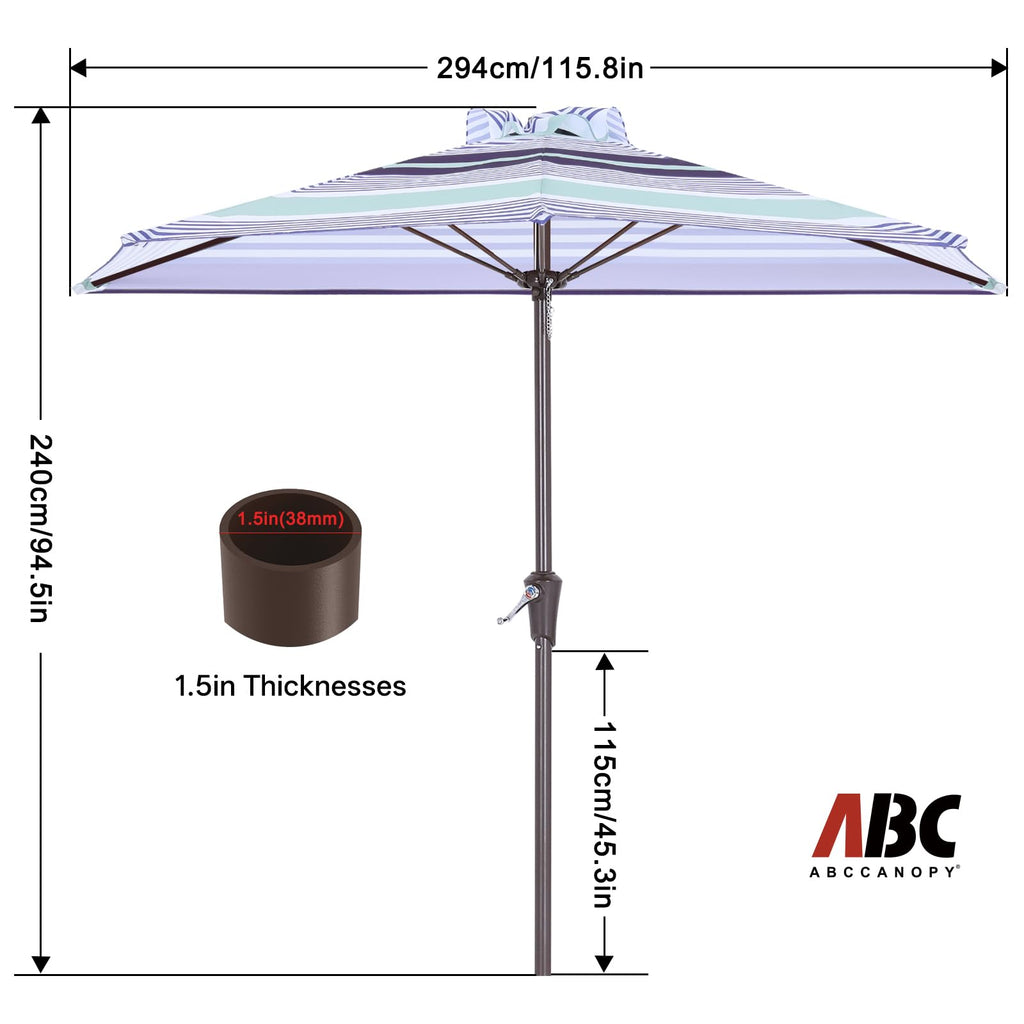 Patio Umbrella 10FT Outdoor Half Umbrella(Blue Purple Stripes)