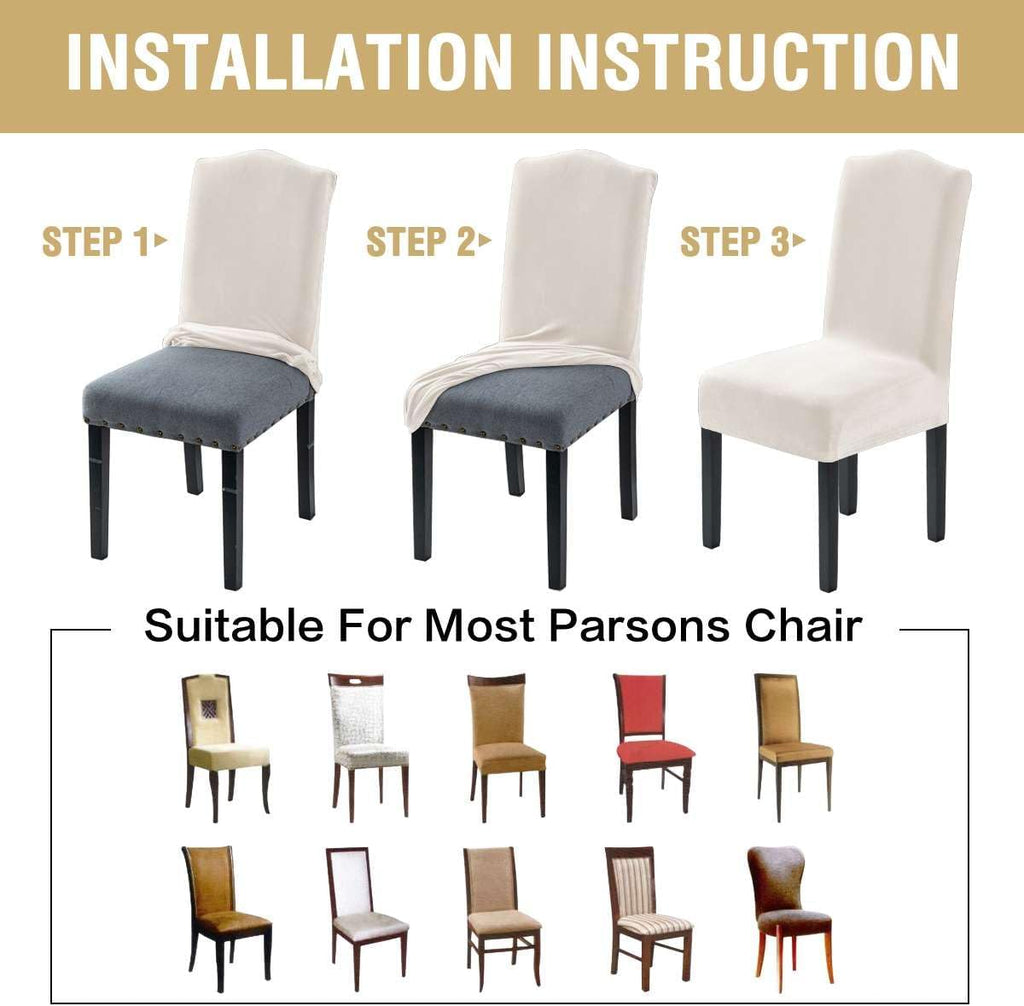 Dining Chair Covers Velvet Stretch Chair Covers for Dining Room Set of 4 Parson Chair Slipcovers