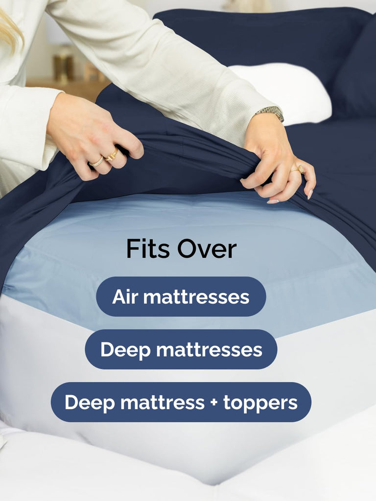 CGK Extra Deep Queen Single Fitted Sheet Only - Navy Blue