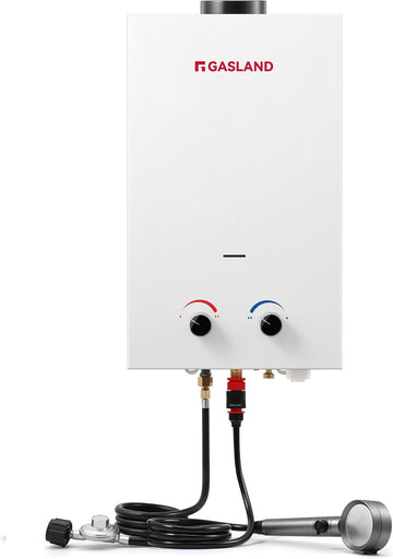 BS318 Outdoor Propane Tankless Water Heater 3.18GPM, 12L Portable Hot Water Heater for Cabin, Barn, Camping, RV