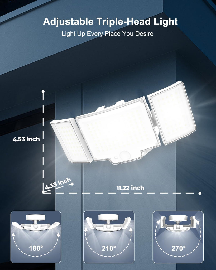 Motion Sensor Light Outdoor, 4200LM Hardwired Security Light, White | 3-Mode Remote Control, 26 ft PIR Detection