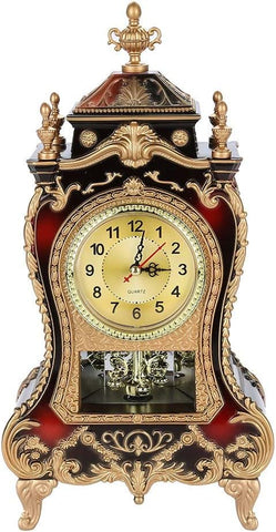 Vintage Clock, Exquisite Vintage Desk Clock Antique Home Hotel Decorative Table Clock with 12 Songs (Brownish Red) A134-B0C2ZCTBWN