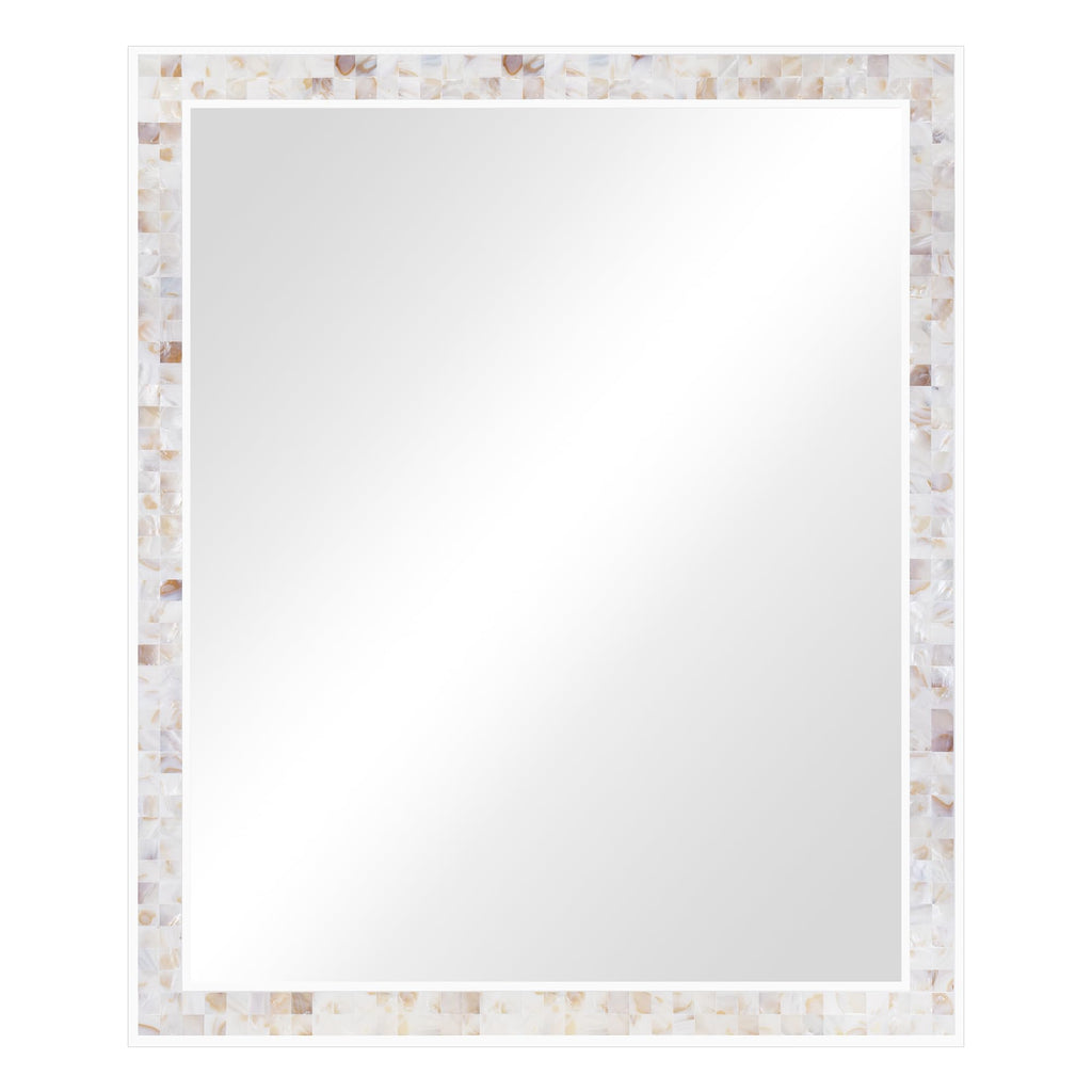 30 x 36 Inch Bathroom Rectangle Wall Mirror, Natural Shell Mosaic Frame