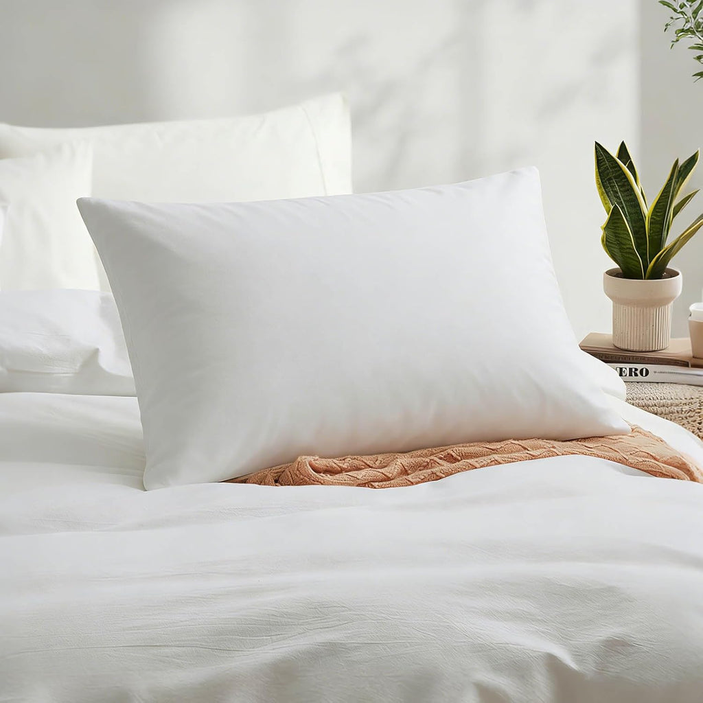 100% Washed Cotton Duvet Cover, White, Twin, 68x90 Inches
