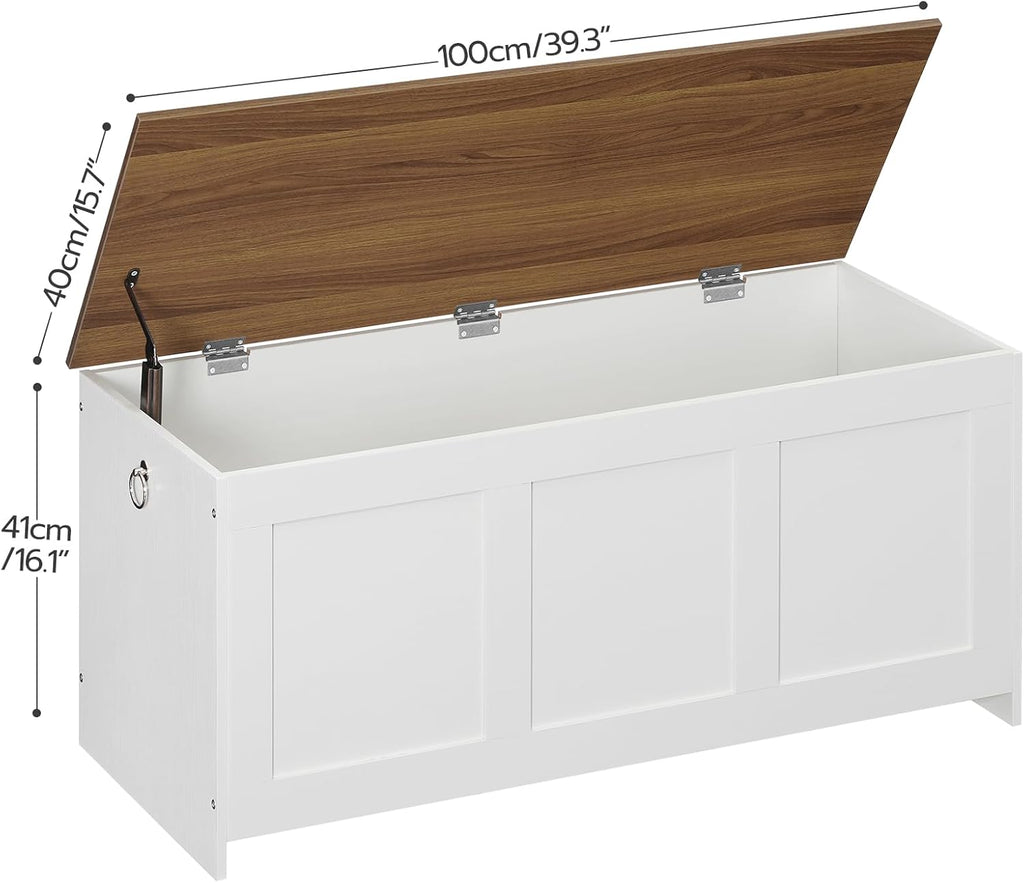 Storage Bench, 39.3" Retro Wooden Storage Chest, Wooden Storage Trunk, Toy Chest with Lift Top, Multifunctional