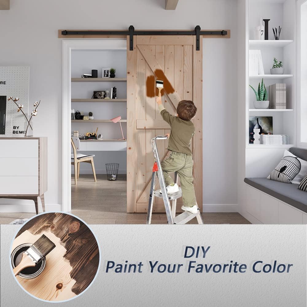 36in x 84in Wood Barn Door with 6.6FT Barn Door Hardware Kit Included K Shape Solid Spruce Panel Nee