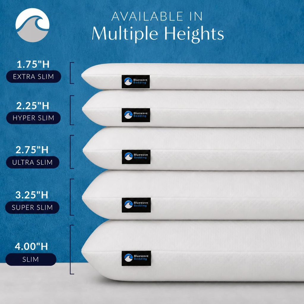 Ultra Slim Gel Memory Foam Pillow for Stomach and Back Sleepers - Thin, Flat Design for Cervical Neck Alignment and