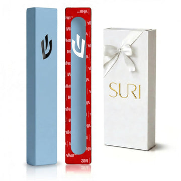 5" Blue Aluminum Mezuzah with Scroll for Door | Non Kosher Scroll