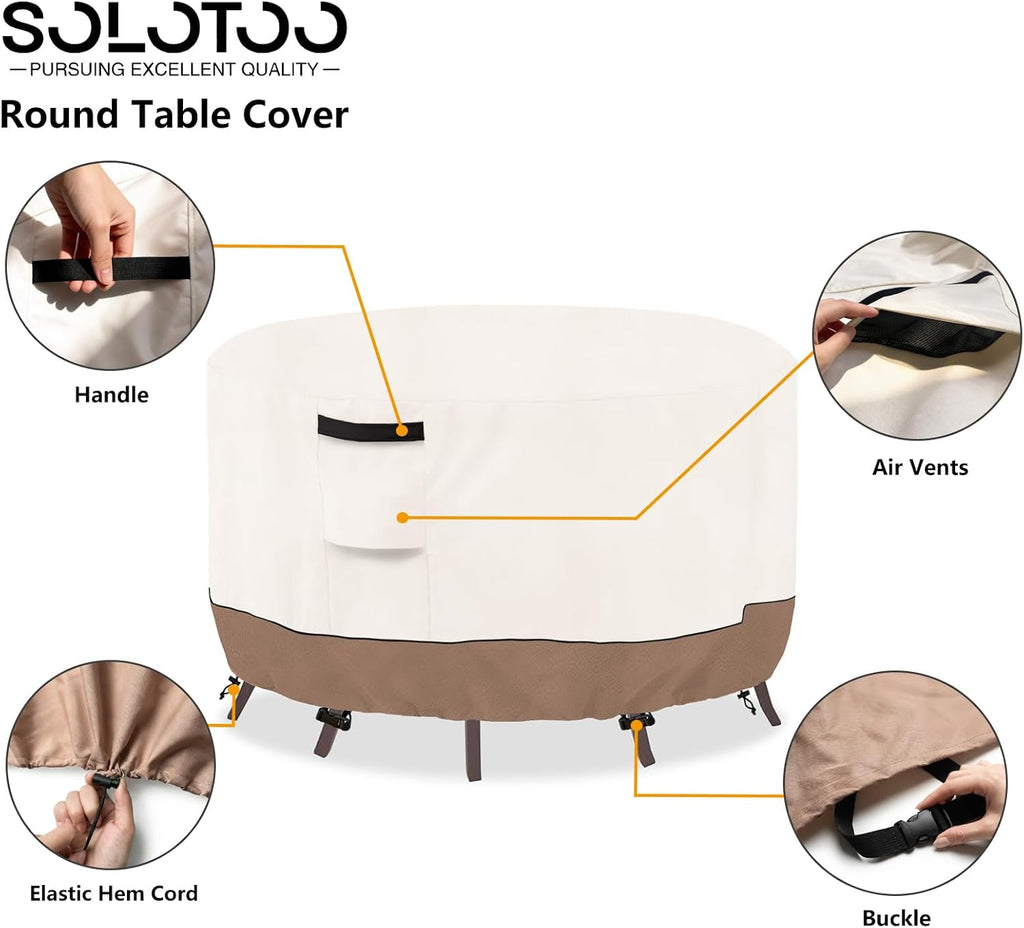 Round Outdoor Table Cover Waterproof, 54" Dia x 28" H