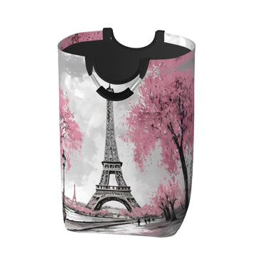 Retro Paris Eiffel Tower Laundry Hamper Storage Basket Toys Clothes Organizer Bin Bathroom Bedroom Dorm Nursery, 52l