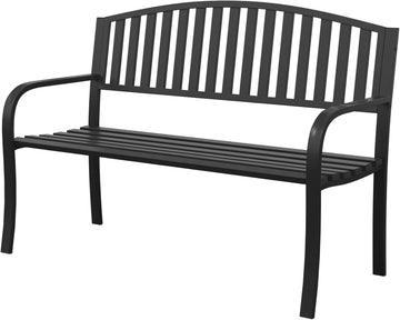 Outdoor Bench Garden Bench, 50" Anti-Rust Patio Bench Clearance, Iron Metal Frame Outdoor Benches Weatherproof for