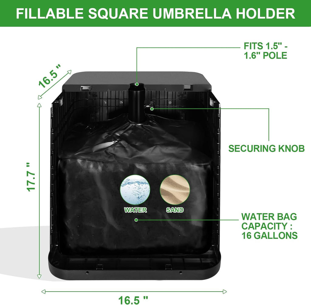 Outdoor Umbrella Side Table, 2 in 1 Outdoor Side Table with 1.5-1.6" Umbrella Hole