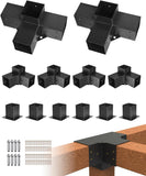 Pergola Kit, 4x4 Inch Pergola Brackets for 3.5x3.5 Inch Wood Beams in Actual Dimension, 3-Way (4 Pcs) and 4-Way (2 Pcs) Gazebo Brackets with 6 Post Bases, for Outdoor Pergolas, Gazebos, Sheds